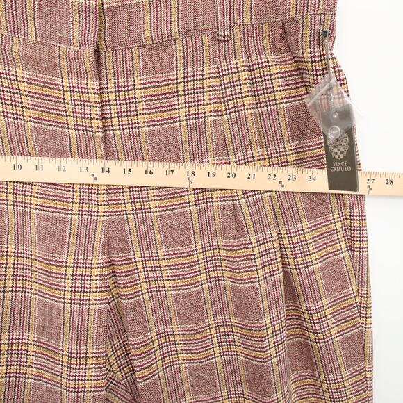 Vince Camuto Pants Tan Brown Tones Plaid Pleated Wide Leg Pants Size 18W - Picture 6 of 14